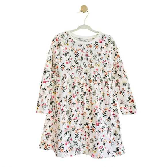 Old Navy Other - Old Navy Fit&Flare Kids Floral Jersey Dress Cream & Multicolor Girls 4T